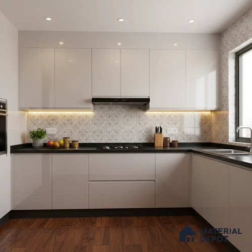 Ferrero 1B 0850 Pebble Beige 8 ft x 4 ft Solid Series High Gloss Finish Acrylic Laminate - 1.5 mm (LM 01146) | Matching Edgeband Code - 850 | Suitable for Kitchen Cabinets, Study Areas, Wardrobe