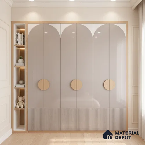 Ferrero 1B 0850 Pebble Beige 8 ft x 4 ft Solid Series High Gloss Finish Acrylic Laminate - 1.5 mm (LM 01146) | Matching Edgeband Code - 850 | Suitable for Kitchen Cabinets, Study Areas, Wardrobe