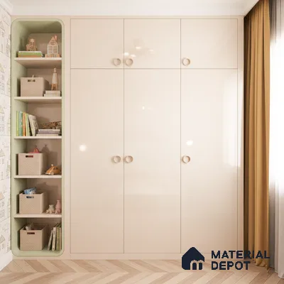 Ferrero 1B 0897 Vanilla White 8 ft x 4 ft Solid Series High Gloss Finish Acrylic Laminate - 1.5 mm (LM 01147) | Matching Edgeband Code - 897 | Suitable for Kitchen Cabinets, Study Areas, Wardrobe