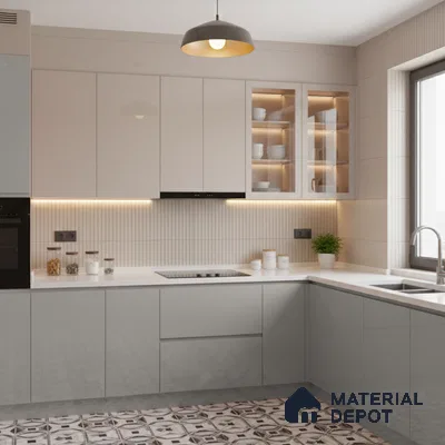 Ferrero 1B 0898 Misty Gray 8 ft x 4 ft Solid Series High Gloss Finish Acrylic Laminate - 1.5 mm (LM 01148) | Matching Edgeband Code - 898 | Suitable for Kitchen Cabinets, Study Areas, Wardrobe