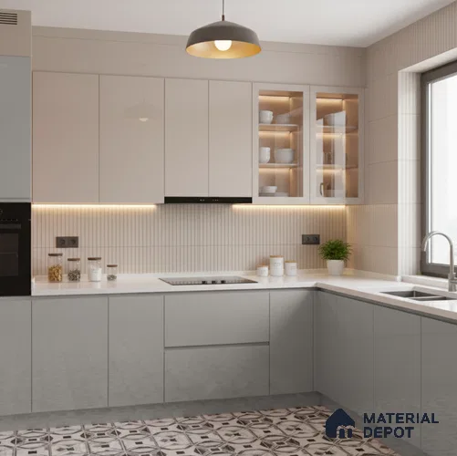 Ferrero 1B 0898 Misty Gray 8 ft x 4 ft Solid Series High Gloss Finish Acrylic Laminate - 1.5 mm (LM 01148) | Matching Edgeband Code - 898 | Suitable for Kitchen Cabinets, Study Areas, Wardrobe