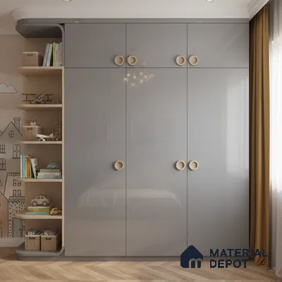 Ferrero 1B 0898 Misty Gray 8 ft x 4 ft Solid Series High Gloss Finish Acrylic Laminate - 1.5 mm (LM 01148) | Matching Edgeband Code - 898 | Suitable for Kitchen Cabinets, Study Areas, Wardrobe