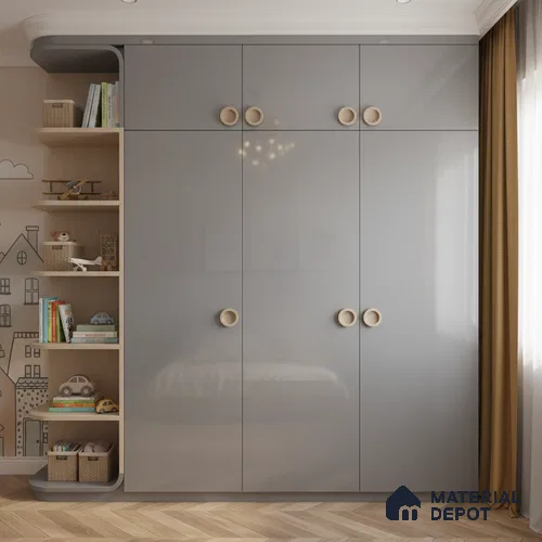 Ferrero 1B 0898 Misty Gray 8 ft x 4 ft Solid Series High Gloss Finish Acrylic Laminate - 1.5 mm (LM 01148) | Matching Edgeband Code - 898 | Suitable for Kitchen Cabinets, Study Areas, Wardrobe