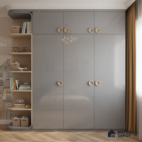 Ferrero 1B 0898 Misty Gray 8 ft x 4 ft Solid Series High Gloss Finish Acrylic Laminate - 1.5 mm (LM 01148) | Matching Edgeband Code - 898 | Suitable for Kitchen Cabinets, Study Areas, Wardrobe