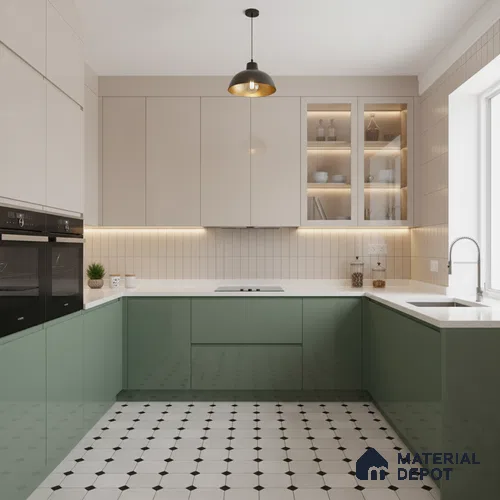 Ferrero 1B 0896 Meadow Green 8 ft x 4 ft Solid Series High Gloss Finish Acrylic Laminate - 1.5 mm (LM 01154) | Matching Edgeband Code - 896 | Suitable for Kitchen Cabinets, Study Areas, Wardrobe