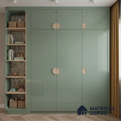 Ferrero 1B 0896 Meadow Green 8 ft x 4 ft Solid Series High Gloss Finish Acrylic Laminate - 1.5 mm (LM 01154) | Matching Edgeband Code - 896 | Suitable for Kitchen Cabinets, Study Areas, Wardrobe