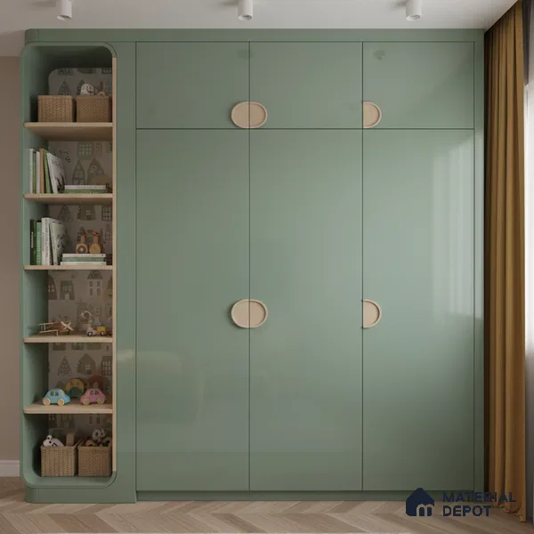 Ferrero 1B 0896 Meadow Green 8 ft x 4 ft Solid Series High Gloss Finish Acrylic Laminate - 1.5 mm (LM 01154) | Matching Edgeband Code - 896 | Suitable for Kitchen Cabinets, Study Areas, Wardrobe