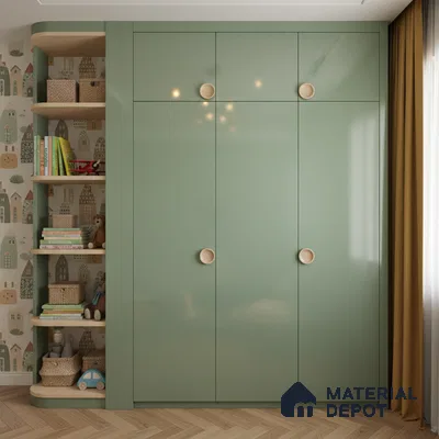 Ferrero 1B 0833 Sage Green 8 ft x 4 ft Solid Series High Gloss Finish Acrylic Laminate - 1.5 mm (LM 01155) | Matching Edgeband Code - 833 | Suitable for Kitchen Cabinets, Study Areas, Wardrobe
