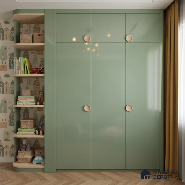 Ferrero 1B 0833 Sage Green 8 ft x 4 ft Solid Series High Gloss Finish Acrylic Laminate - 1.5 mm (LM 01155) | Matching Edgeband Code - 833 | Suitable for Kitchen Cabinets, Study Areas, Wardrobe