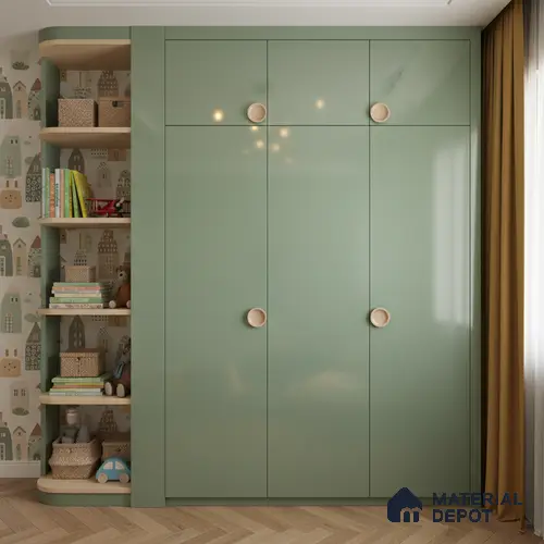 Ferrero 1B 0833 Sage Green 8 ft x 4 ft Solid Series High Gloss Finish Acrylic Laminate - 1.5 mm (LM 01155) | Matching Edgeband Code - 833 | Suitable for Kitchen Cabinets, Study Areas, Wardrobe