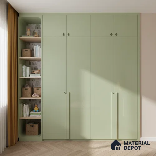 Ferrero 1B 0864 Pista Green 8 ft x 4 ft Solid Series High Gloss Finish Acrylic Laminate - 1.5 mm (LM 01156) | Matching Edgeband Code - 864 | Suitable for Kitchen Cabinets, Study Areas, Wardrobe