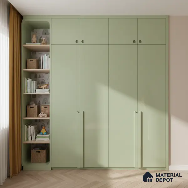 Ferrero 1B 0864 Pista Green 8 ft x 4 ft Solid Series High Gloss Finish Acrylic Laminate - 1.5 mm (LM 01156) | Matching Edgeband Code - 864 | Suitable for Kitchen Cabinets, Study Areas, Wardrobe