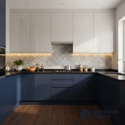 Ferrero 1B 0816 Slate Grey 8 ft x 4 ft Solid Series High Gloss Finish Acrylic Laminate - 1.5 mm (LM 01159) | Matching Edgeband Code - 816 | Suitable for Kitchen Cabinets, Study Areas, Wardrobe
