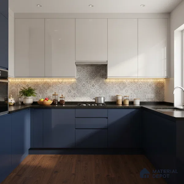 Ferrero 1B 0816 Slate Grey 8 ft x 4 ft Solid Series High Gloss Finish Acrylic Laminate - 1.5 mm (LM 01159) | Matching Edgeband Code - 816 | Suitable for Kitchen Cabinets, Study Areas, Wardrobe