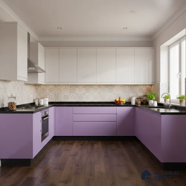 Ferrero 1B 0832 French Lilac 8 ft x 4 ft Solid Series High Gloss Finish Acrylic Laminate - 1.5 mm (LM 01161) | Matching Edgeband Code - 832 | Suitable for Kitchen Cabinets, Study Areas, Wardrobe