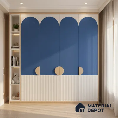 Ferrero 1B 0888 Midnight Aqua 8 ft x 4 ft Solid Series High Gloss Finish Acrylic Laminate - 1.5 mm (LM 01163) | Matching Edgeband Code - 888 | Suitable for Kitchen Cabinets, Study Areas, Wardrobe