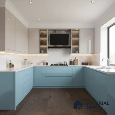 Ferrero 1B 0837 Sky Blue 8 ft x 4 ft Solid Series High Gloss Finish Acrylic Laminate - 1.5 mm (LM 01165) | Matching Edgeband Code - 837 | Suitable for Kitchen Cabinets, Study Areas, Wardrobe
