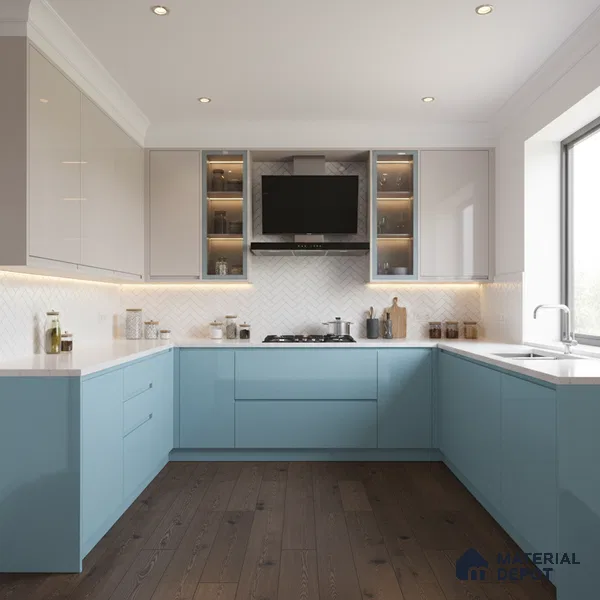 Ferrero 1B 0837 Sky Blue 8 ft x 4 ft Solid Series High Gloss Finish Acrylic Laminate - 1.5 mm (LM 01165) | Matching Edgeband Code - 837 | Suitable for Kitchen Cabinets, Study Areas, Wardrobe