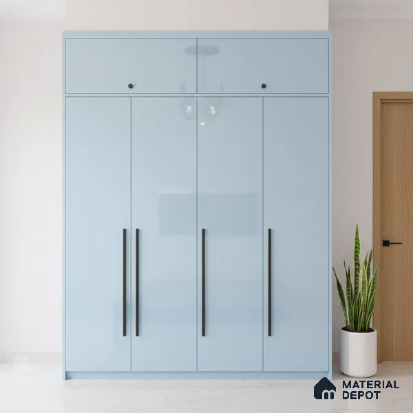 Ferrero 1B 0837 Sky Blue 8 ft x 4 ft Solid Series High Gloss Finish Acrylic Laminate - 1.5 mm (LM 01165) | Matching Edgeband Code - 837 | Suitable for Kitchen Cabinets, Study Areas, Wardrobe