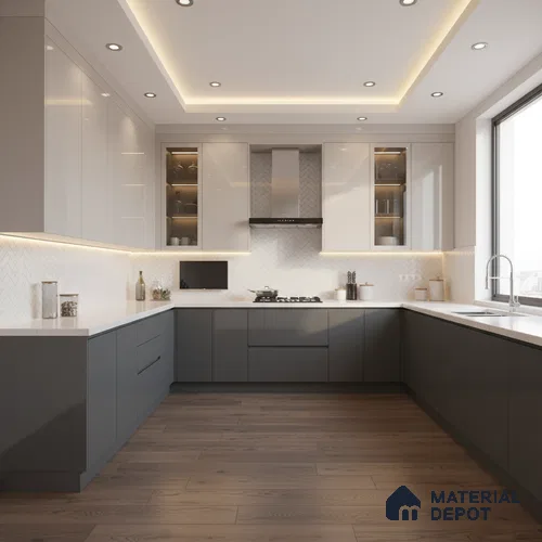 Ferrero 1C 01512 Charcoal Fog 8 ft x 4 ft High Gloss Finish 6H Anti Scratch Acrylic Laminate - 1.5 mm | Suitable for Living Room, Kitchen, Office