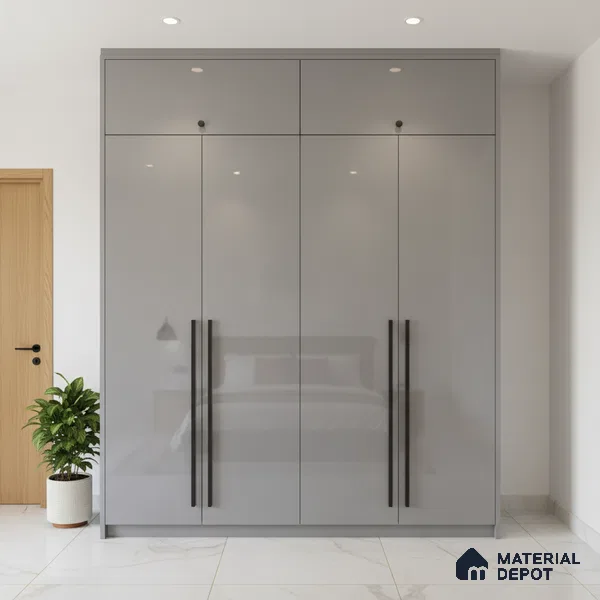 Ferrero 1C 01512 Charcoal Fog 8 ft x 4 ft High Gloss Finish 6H Anti Scratch Acrylic Laminate - 1.5 mm | Suitable for Living Room, Kitchen, Office