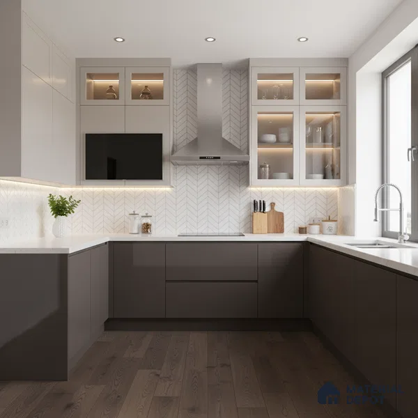 Ferrero 1C 01511 Ashwood Brown 8 ft x 4 ft High Gloss Finish 6H Anti Scratch Acrylic Laminate - 1.5 mm | Suitable for Living Room, Kitchen, Office