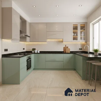 Ferrero 1C 01522 Breeze Green 8 ft x 4 ft High Gloss Finish 6H Anti Scratch Acrylic Laminate - 1.5 mm | Suitable for Living Room, Kitchen, Office