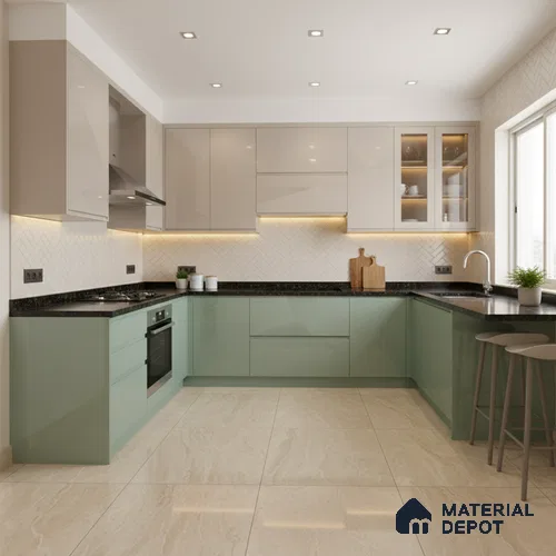 Ferrero 1C 01522 Breeze Green 8 ft x 4 ft High Gloss Finish 6H Anti Scratch Acrylic Laminate - 1.5 mm | Suitable for Living Room, Kitchen, Office