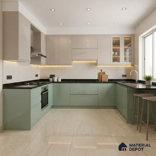 Ferrero 1C 01522 Breeze Green 8 ft x 4 ft High Gloss Finish 6H Anti Scratch Acrylic Laminate - 1.5 mm | Suitable for Living Room, Kitchen, Office