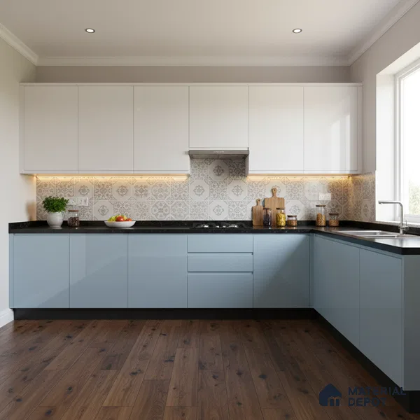 Ferrero 1C 01519 Pale Ocean 8 ft x 4 ft High Gloss Finish 6H Anti Scratch Acrylic Laminate - 1.5 mm | Suitable for Living Room, Kitchen, Office