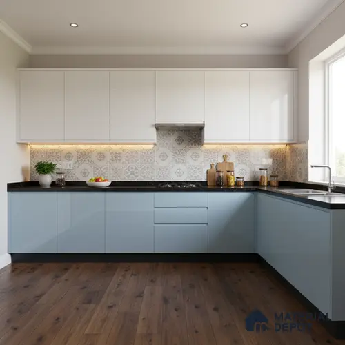 Ferrero 1C 01519 Pale Ocean 8 ft x 4 ft High Gloss Finish 6H Anti Scratch Acrylic Laminate - 1.5 mm | Suitable for Living Room, Kitchen, Office