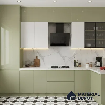 Ferrero 1C 01523 Olive Whisper 8 ft x 4 ft High Gloss Finish 6H Anti Scratch Acrylic Laminate - 1.5 mm | Suitable for Living Room, Kitchen, Office