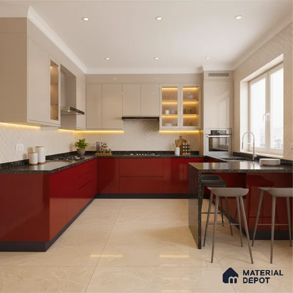Ferrero 1C 01527 Dark Garnet 8 ft x 4 ft High Gloss Finish 6H Anti Scratch Acrylic Laminate - 1.5 mm | Suitable for Bedroom, TV Unit, Wardrobe, Kitchen Cabinet