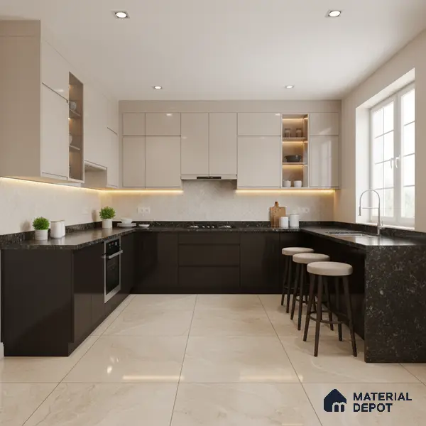 Ferrero 1C 01556 Black 8 ft x 4 ft High Gloss Finish 6H Anti Scratch Acrylic Laminate - 1.5 mm | Suitable for Living Room, Kitchen, Office