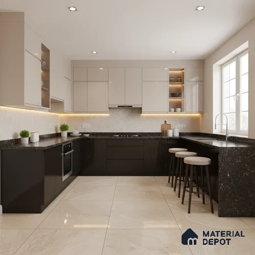 Ferrero 1C 01556 Black 8 ft x 4 ft High Gloss Finish 6H Anti Scratch Acrylic Laminate - 1.5 mm | Suitable for Living Room, Kitchen, Office