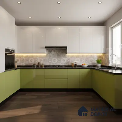 Ferrero 1C 01524 Harvest Olive 8 ft x 4 ft High Gloss Finish 6H Anti Scratch Acrylic Laminate - 1.5 mm | Suitable for Living Room, Kitchen, Office