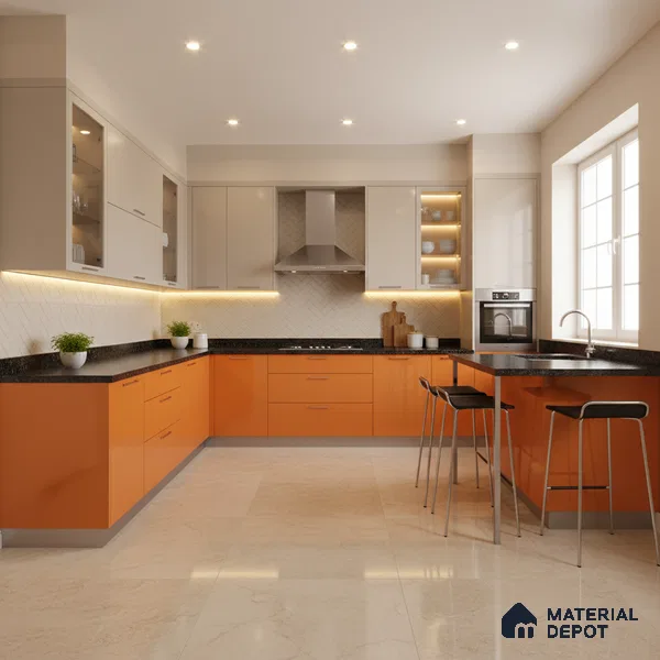Ferrero 1C 01526 Pumpkin Spice 8 ft x 4 ft High Gloss Finish 6H Anti Scratch Acrylic Laminate - 1.5 mm | Suitable for Bedroom, TV Unit, Wardrobe, Kitchen Cabinet
