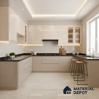 Ferrero 1C 01581 Creamy Beige 8 ft x 4 ft High Gloss Finish 6H Anti Scratch Acrylic Laminate - 1.5 mm | Suitable for Living Room, Kitchen, Office