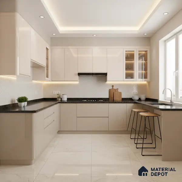 Ferrero 1C 01581 Creamy Beige 8 ft x 4 ft High Gloss Finish 6H Anti Scratch Acrylic Laminate - 1.5 mm | Suitable for Living Room, Kitchen, Office
