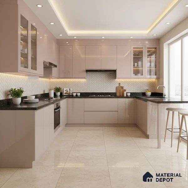 Ferrero 1C 01569 Antique Blush 8 ft x 4 ft High Gloss Finish 6H Anti Scratch Acrylic Laminate - 1.5 mm | Suitable for Living Room, Kitchen, Office