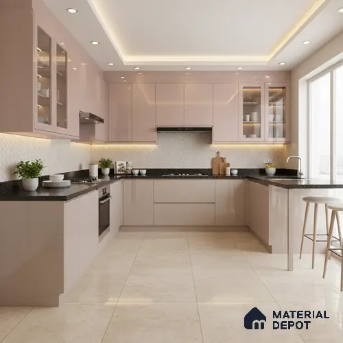 Ferrero 1C 01569 Antique Blush 8 ft x 4 ft High Gloss Finish 6H Anti Scratch Acrylic Laminate - 1.5 mm | Suitable for Living Room, Kitchen, Office