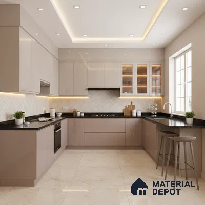 Ferrero 1C 01565 Coffee Cream 8 ft x 4 ft High Gloss Finish 6H Anti Scratch Acrylic Laminate - 1.5 mm | Suitable for Living Room, Kitchen, Office