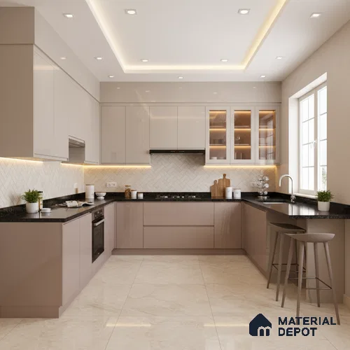 Ferrero 1C 01565 Coffee Cream 8 ft x 4 ft High Gloss Finish 6H Anti Scratch Acrylic Laminate - 1.5 mm | Suitable for Living Room, Kitchen, Office