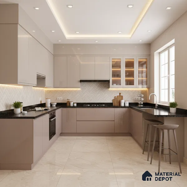 Ferrero 1C 01565 Coffee Cream 8 ft x 4 ft High Gloss Finish 6H Anti Scratch Acrylic Laminate - 1.5 mm | Suitable for Living Room, Kitchen, Office