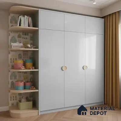 Ferrero 1C 01567 Icy Pearl 8 ft x 4 ft High Gloss Finish 6H Anti Scratch Acrylic Laminate - 1.5 mm | Suitable for Living Room, Kitchen, Office