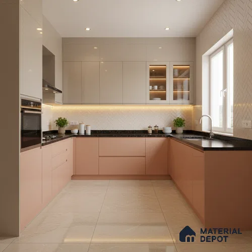 Ferrero 1C 01584 Desert Peach 8 ft x 4 ft High Gloss Finish 6H Anti Scratch Acrylic Laminate - 1.5 mm | Suitable for Living Room, Kitchen, Office