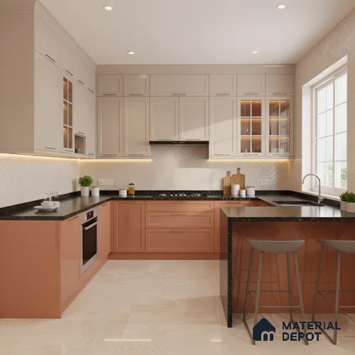 Ferrero 1C 01585 Copper Beige 8 ft x 4 ft High Gloss Finish 6H Anti Scratch Acrylic Laminate - 1.5 mm | Suitable for Living Room, Kitchen, Office