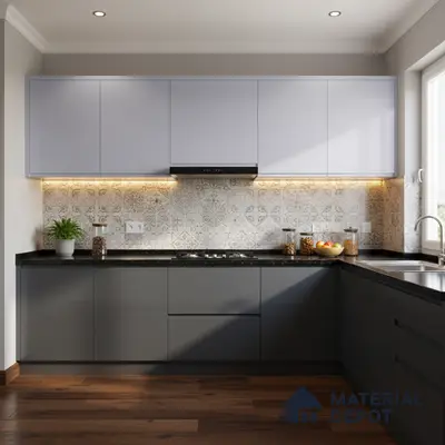 Ferrero 1C 01570 Light Slate 8 ft x 4 ft High Gloss Finish 6H Anti Scratch Acrylic Laminate - 1.5 mm | Suitable for Living Room, Kitchen, Office