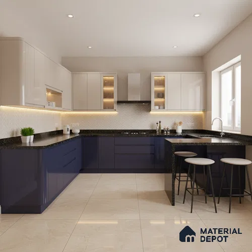 Ferrero 1C 01596 Twilight Navy 8 ft x 4 ft High Gloss Finish 6H Anti Scratch Acrylic Laminate - 1.5 mm | Suitable for Living Room, Kitchen, Office