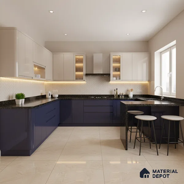 Ferrero 1C 01596 Twilight Navy 8 ft x 4 ft High Gloss Finish 6H Anti Scratch Acrylic Laminate - 1.5 mm | Suitable for Living Room, Kitchen, Office